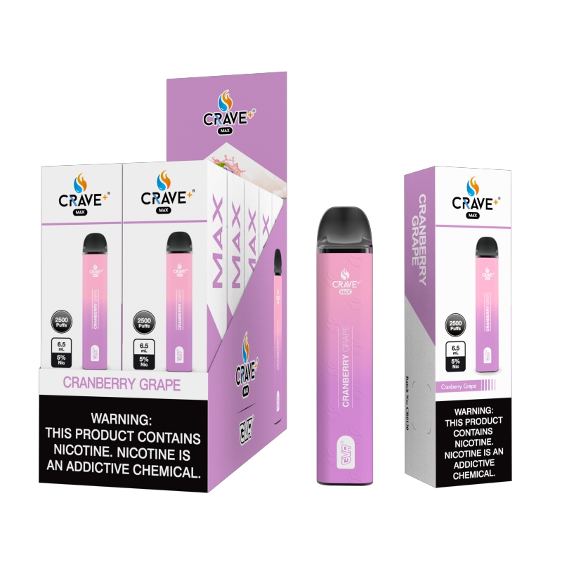 Crave Max Disposable Vape Cranberry Grape 2500 Puffs - Crave Vapes ...